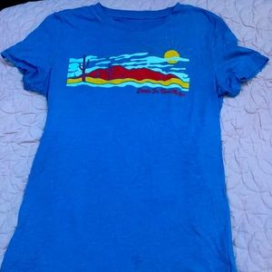 a blue t-shirt